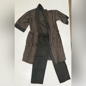 Claiborne Sleepwear Robe & Pants Faux Suede - Robe (OSFA)/Pants (L)